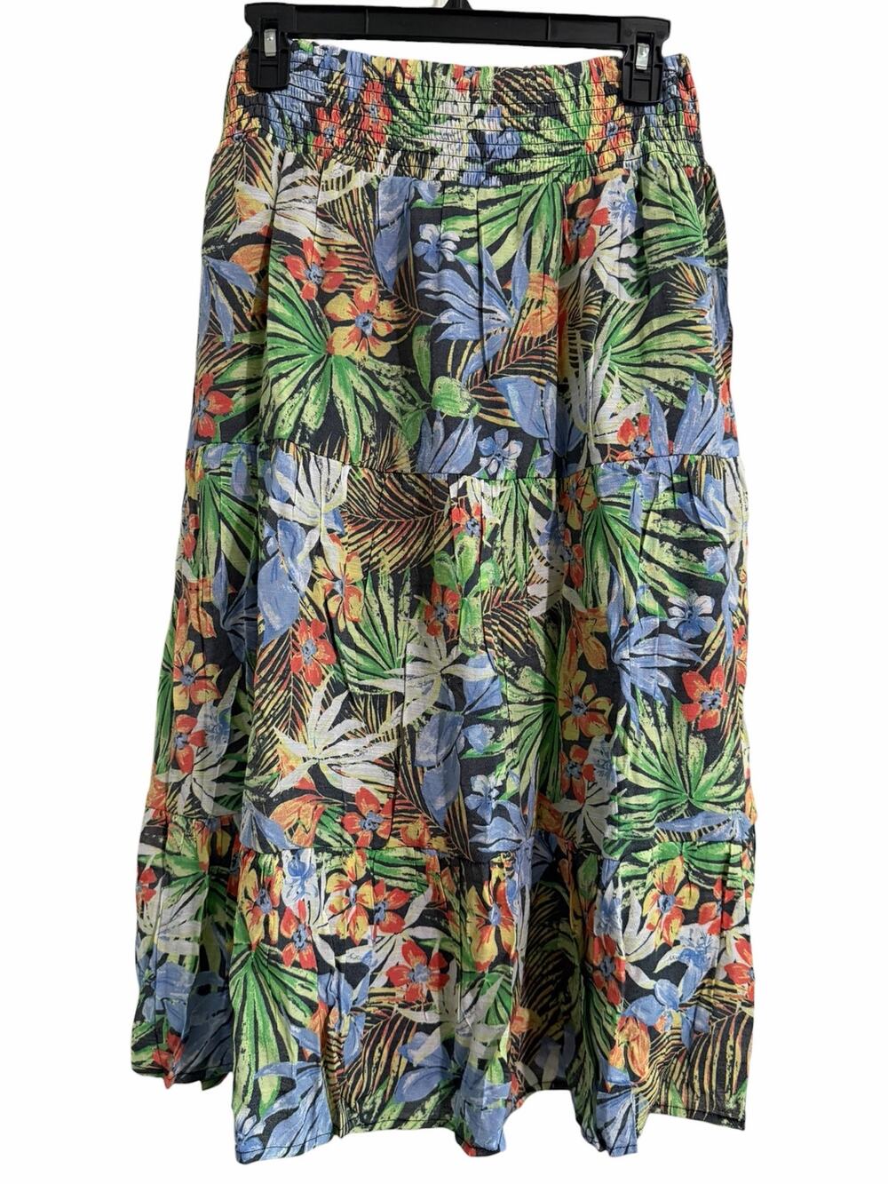 NorthStyle Tropical Floral Tiered Midi Skirt Women’s M Lined Pull On NWOT